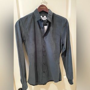 TOPMAN Men’s Small dress shirt, dark green, new